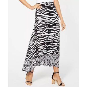 *NEW With TAGS* INC Women's Black Zebra-print Maxi A-Line Skirt M